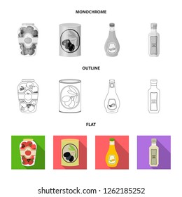 Vector design of can and food logo. Collection of can and package stock vector illustration.
