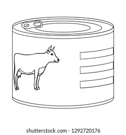 Vector design of can and food logo. Set of can and package vector icon for stock.