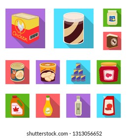 Vector design of can and food logo. Set of can and package stock vector illustration.