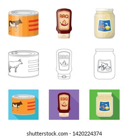 Vector design of can and food logo. Collection of can and package stock vector illustration.