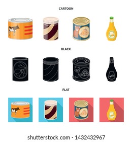 Vector design of can and food logo. Set of can and package stock vector illustration.