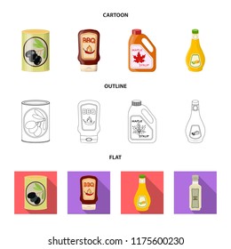 Vector design of can and food sign. Set of can and package stock symbol for web.