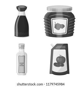 Vector design of can and food sign. Collection of can and package vector icon for stock.