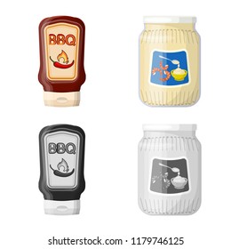 Vector design of can and food sign. Collection of can and package stock vector illustration.