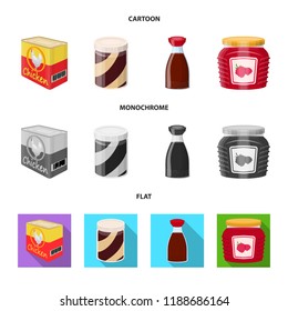 Vector design of can and food sign. Set of can and package stock symbol for web.