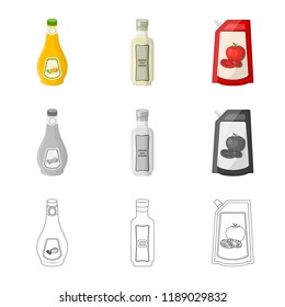 Vector design of can and food sign. Set of can and package vector icon for stock.