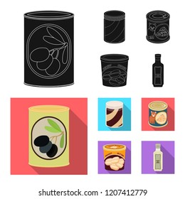 Vector design of can and food sign. Collection of can and package stock symbol for web.