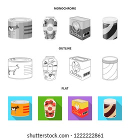 Vector design of can and food sign. Collection of can and package stock vector illustration.