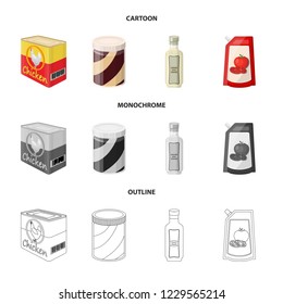 Vector design of can and food sign. Collection of can and package stock symbol for web.