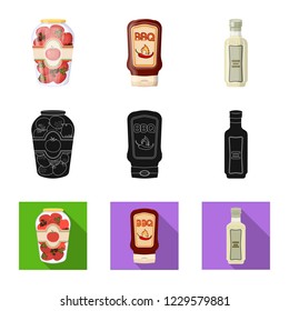 Vector design of can and food sign. Collection of can and package stock vector illustration.