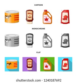 Vector design of can and food sign. Collection of can and package stock symbol for web.