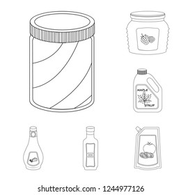 Vector design of can and food sign. Collection of can and package stock symbol for web.