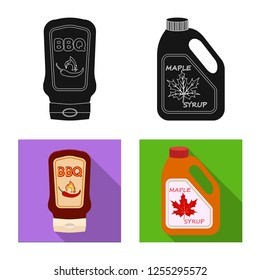 Vector design of can and food sign. Set of can and package stock vector illustration.