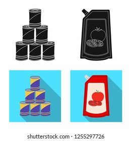 Vector design of can and food sign. Collection of can and package stock symbol for web.