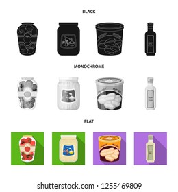 Vector design of can and food sign. Collection of can and package vector icon for stock.