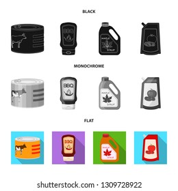 Vector design of can and food sign. Set of can and package stock vector illustration.