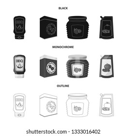 Vector design of can and food sign. Set of can and package vector icon for stock.
