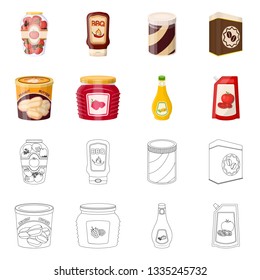 Vector design of can and food sign. Collection of can and package vector icon for stock.
