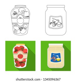 Vector design of can and food sign. Collection of can and package stock symbol for web.