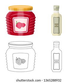 Vector design of can and food sign. Collection of can and package stock symbol for web.