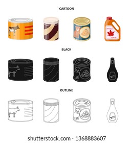 Vector design of can and food sign. Collection of can and package vector icon for stock.