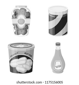 Vector design of can and food symbol. Collection of can and package vector icon for stock.