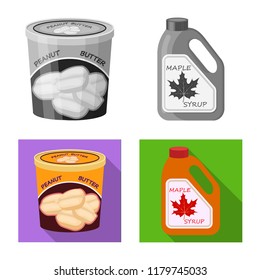 Vector design of can and food symbol. Set of can and package stock symbol for web.