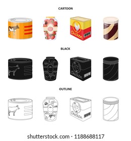 Vector design of can and food symbol. Collection of can and package stock vector illustration.