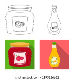 Vector design of can and food symbol. Set of can and package stock symbol for web.