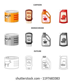 Vector design of can and food symbol. Set of can and package stock vector illustration.