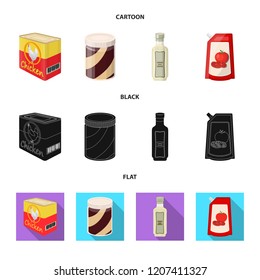 Vector design of can and food symbol. Set of can and package stock vector illustration.