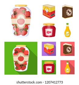 Vector design of can and food symbol. Collection of can and package stock symbol for web.