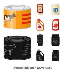 Vector design of can and food symbol. Collection of can and package stock symbol for web.