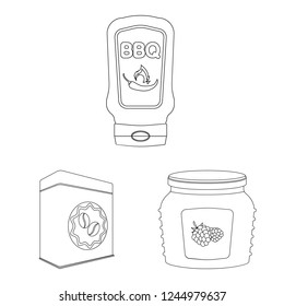 Vector design of can and food symbol. Collection of can and package vector icon for stock.