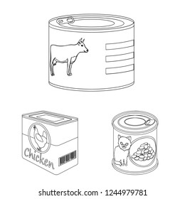Vector design of can and food symbol. Collection of can and package stock vector illustration.