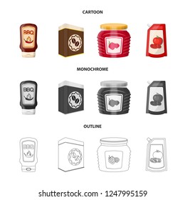 Vector design of can and food symbol. Set of can and package vector icon for stock.
