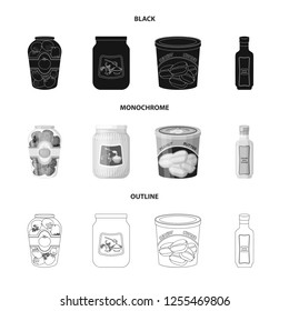 Vector design of can and food symbol. Collection of can and package stock symbol for web.