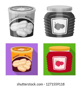 Vector design of can and food symbol. Collection of can and package stock symbol for web.
