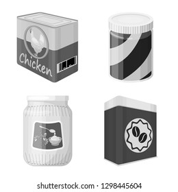 Vector design of can and food symbol. Set of can and package vector icon for stock.