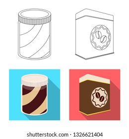 Vector design of can and food symbol. Set of can and package stock symbol for web.