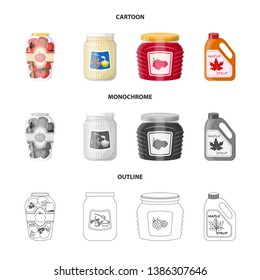 Vector design of can and food symbol. Set of can and package stock symbol for web.