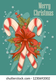 Vector design of Candies for Merry Christmas and Happy New Year Holiday celebration background