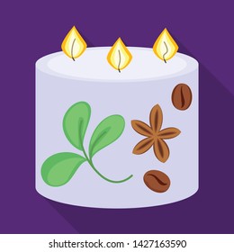 Vector design of candle and aromatic logo. Set of candle and coffee stock vector illustration.