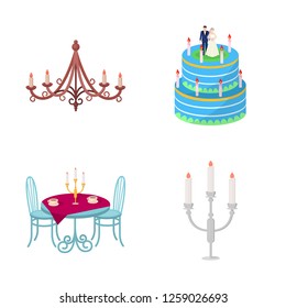 Vector design of candle and candlestick icon. Collection of candle and church stock vector illustration.