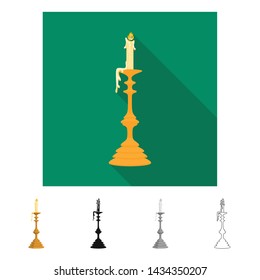 Vector design of candle and candlestick logo. Set of candle and lit vector icon for stock.