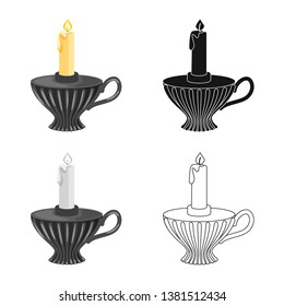 Vector design of candle and candlestick  sign. Collection of candle and retro vector icon for stock.