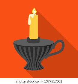 Vector design of candle and candlestick  symbol. Set of candle and retro vector icon for stock.