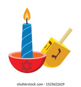 Vector design of candle and dreidel logo. Graphic of candle and star stock vector illustration.