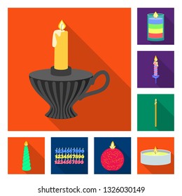 Vector design of candlelight and decoration    icon. Set of candlelight and flame stock vector illustration.