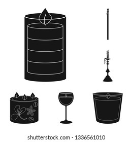Vector design of candlelight and decoration   icon. Set of candlelight and wax stock symbol for web.